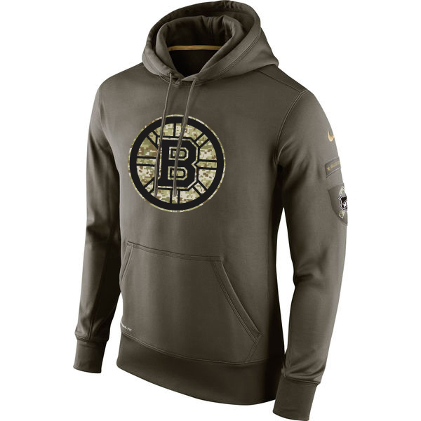 Men NHL Boston Bruins Nike Olive Salute To Service KO Performance Hoodie Green->boston bruins->NHL Jersey